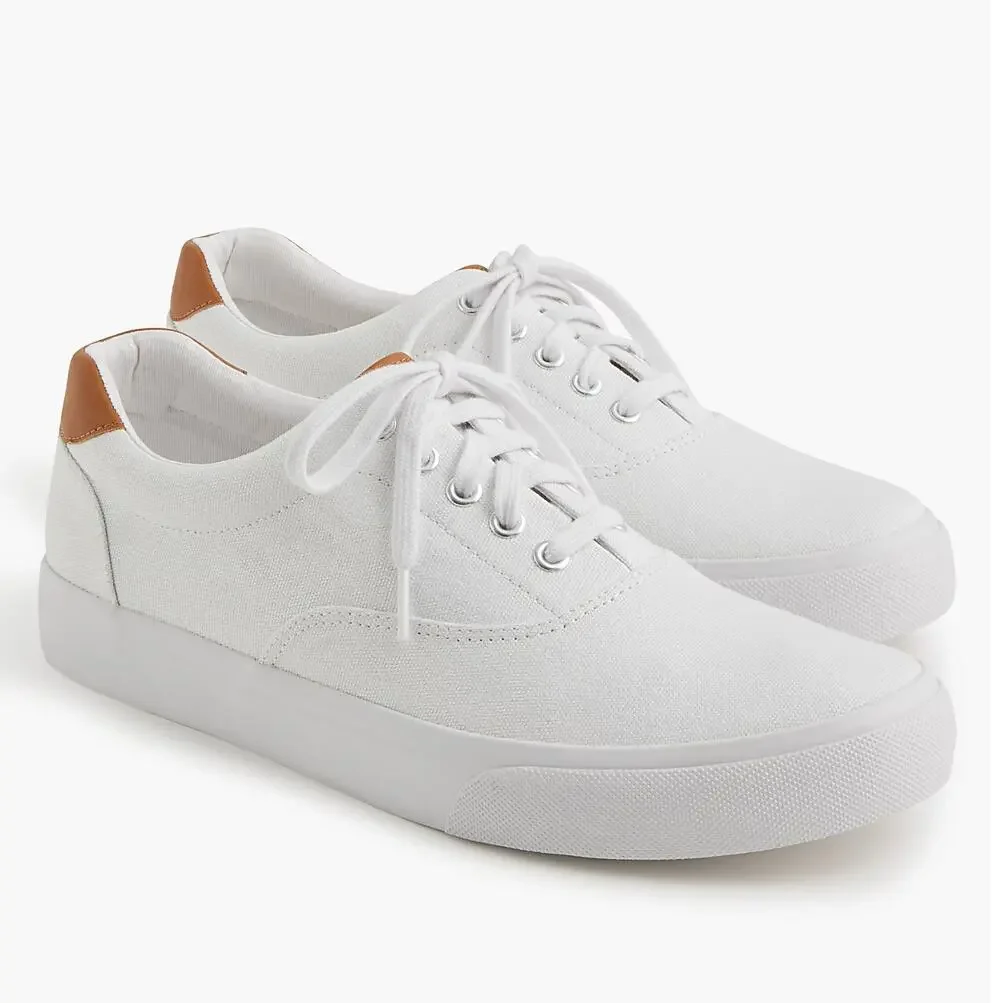 J.CREW Factory Men's Canvas lace-up sneakers in White Canvas Size 8H